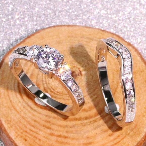 🔥Shiny Round CZ Luxury Silver Beautiful Wedding Ring for Women, K876 - Picture 1 of 9